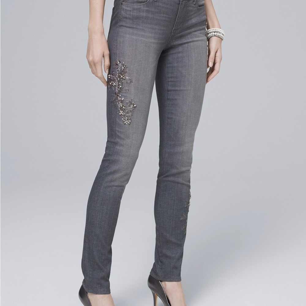 WHMB BMWT Classic-Rise Scroll-Embellished Slim Jeans